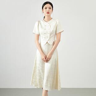 2026新款名媛轻奢提花收腰小外套上衣+高腰半身裙子两件套女装新