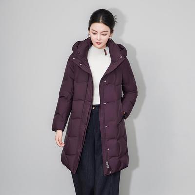 巨好看的冬装外套厚白鸭绒中长款羽绒服防风保暖连帽立领加厚秋冬