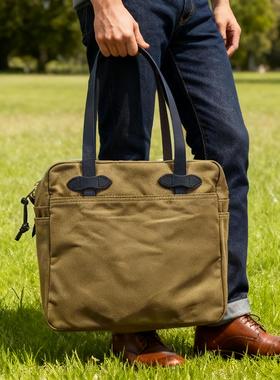 男女单肩大容量潮包美式复古手提单肩防泼水重磅帆布托特包70261