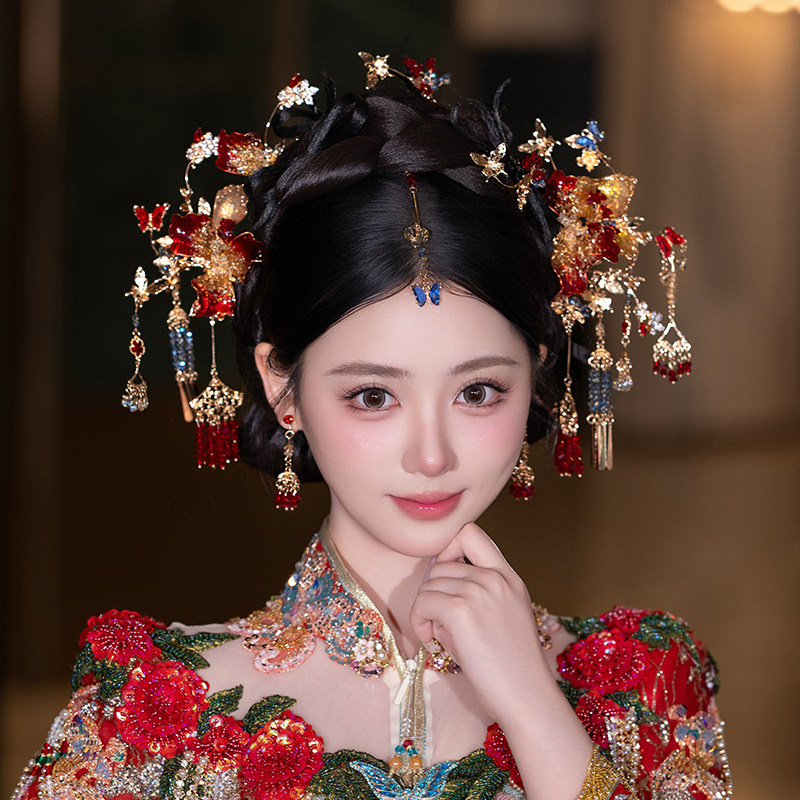 减龄精致高级秀禾头饰眉心坠额饰新中式新娘头饰结婚婚礼发饰大气