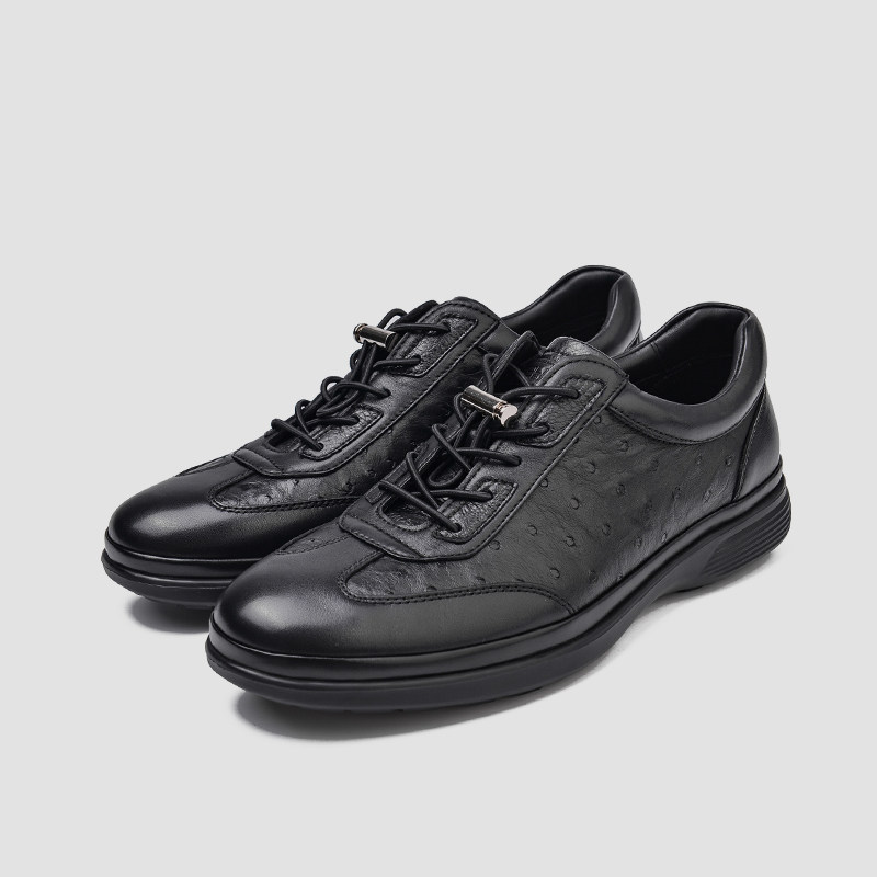金利来男鞋2025秋季新款鸵鸟皮/牛皮革高端休闲皮鞋G161530783AAA