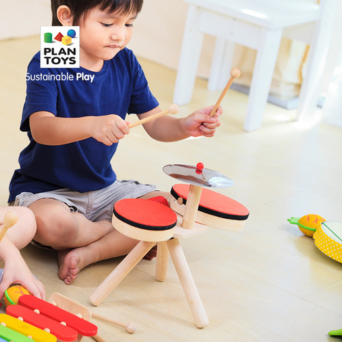 进口plantoys架子鼓儿童打击乐器音乐鼓音乐儿童启蒙玩具旋律礼品