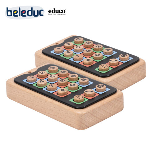 educo移动电话 模拟打电话拍照数字仿真手机玩具过家家对讲机木制