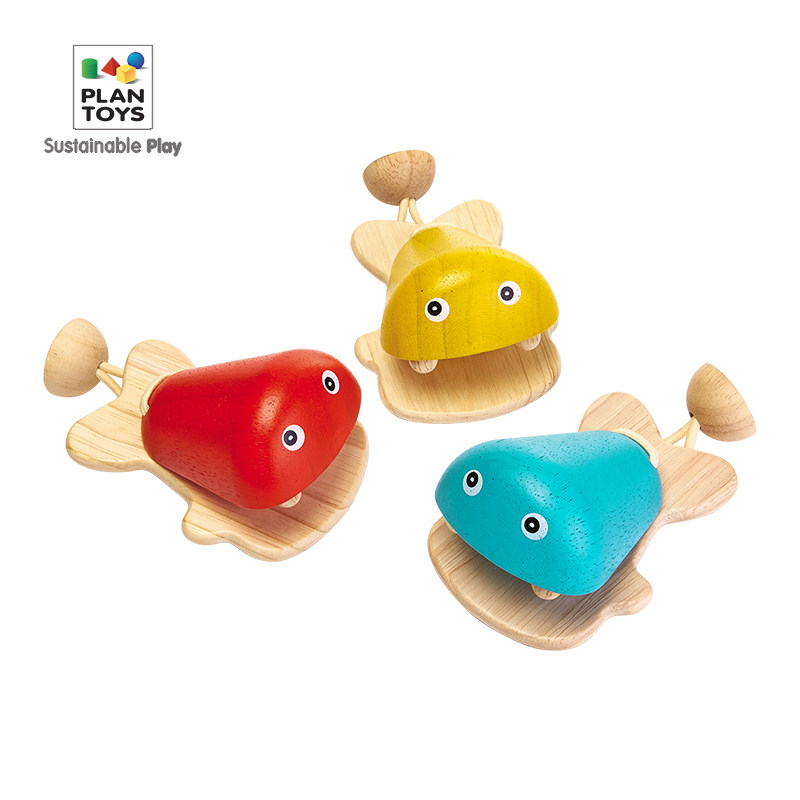 plantoys鱼响板 婴幼儿启蒙音乐木制早教乐器发声音玩具0-1岁6435