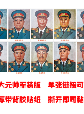 十大元帅加厚背胶伟人照片海报画