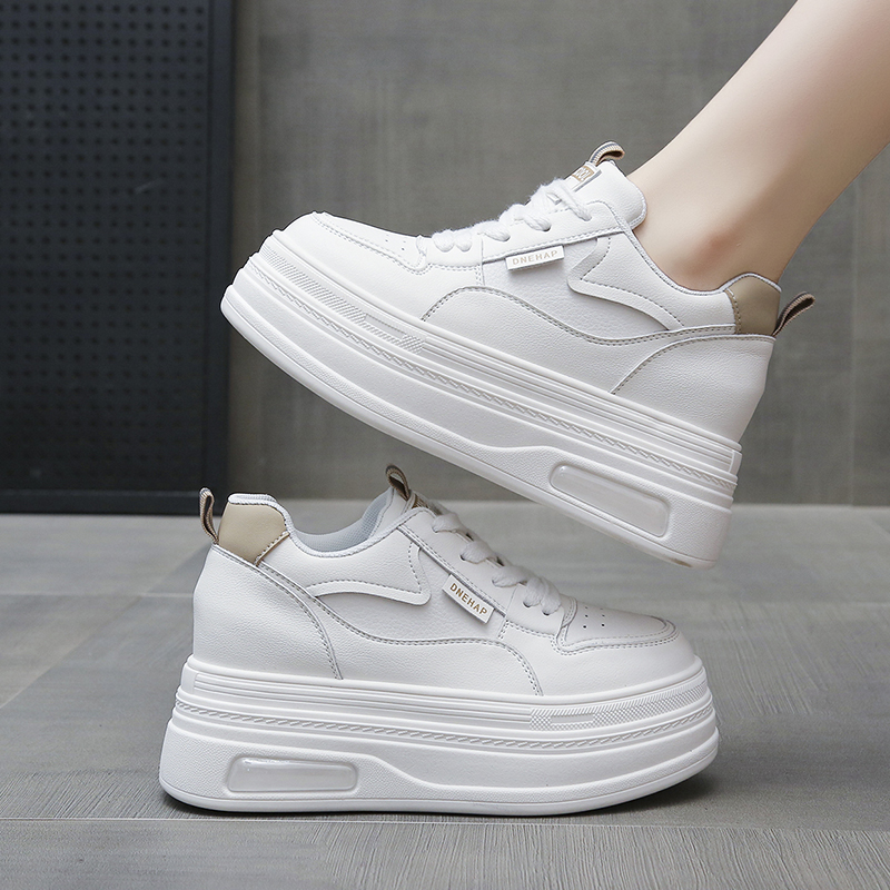 2024年新款春款休闲运动鞋子圆头厚底松糕鞋增高女鞋