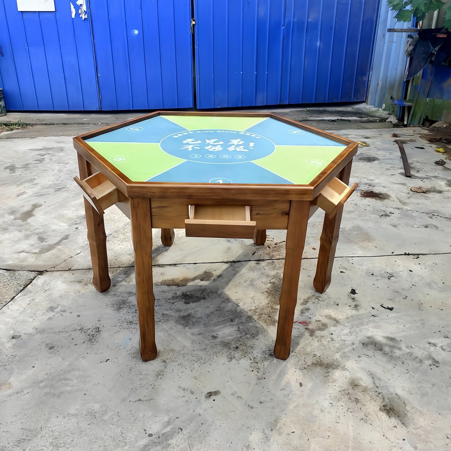 实木六角形大尺寸六边桌够级人扑克棋牌桌斗地主桌椅五六方形餐凳