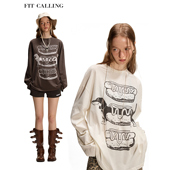 原创印花腊肠狗两色T恤女夏防晒罩衫 fit calling 慵懒宽松上衣