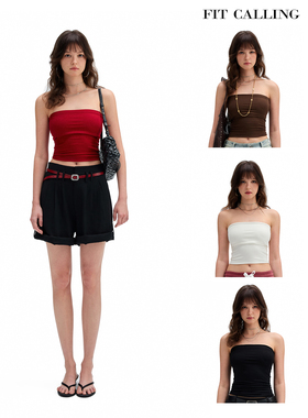 fit calling 弹力紧身叠穿裹胸抹胸内衣无肩带内搭背心女上衣外穿