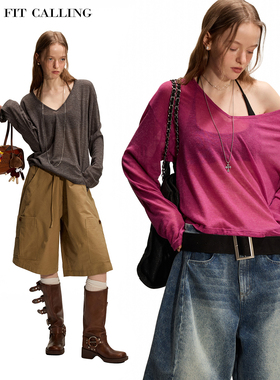 fit calling 蝙蝠袖系带慵懒宽松羊毛针织衫女罩衫薄款防嗮空调衫