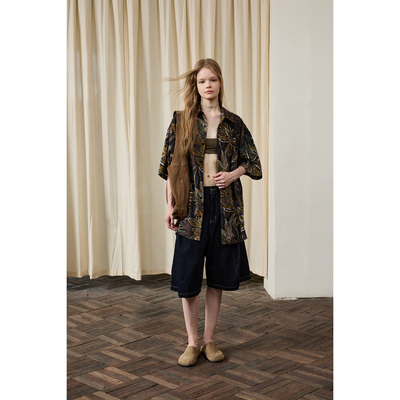 fit calling 天丝麻夏威夷印花男女同款oversize衬衫外套秋款上衣