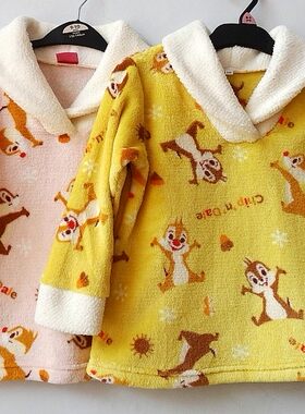 儿童珊瑚绒女童单件家居服上衣