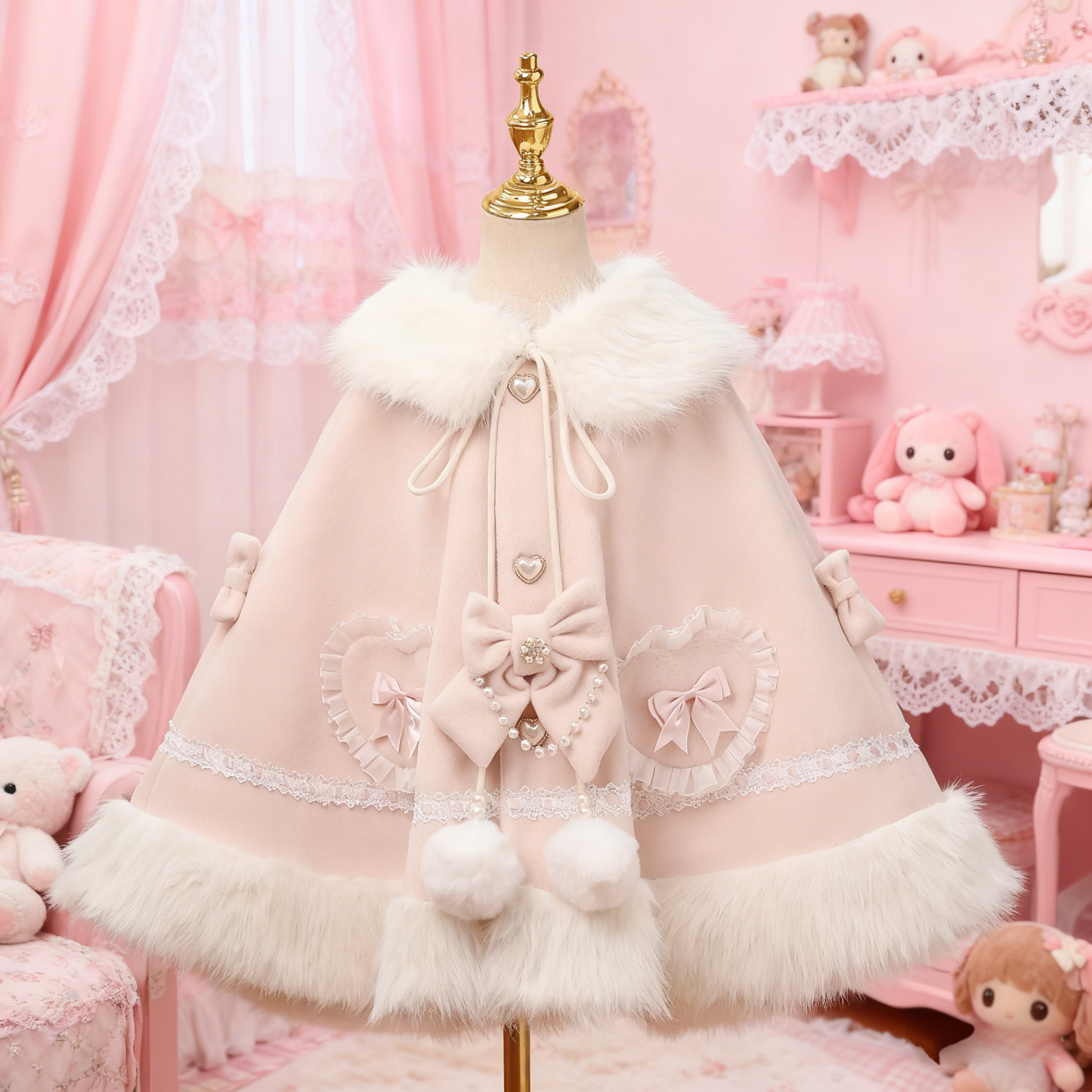 心动蔷薇Lolita新款原创秋冬毛绒斗篷双色蝶舞Lolita外套2025新款,模玩/动漫/周边/娃圈三坑/桌游,lolita洛丽塔连衣裙,淘宝优惠券,粉丝福利购,淘宝优惠卷