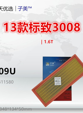 P409U适配标致308 408 508 2008 3008 4008 5008 1.6T空气滤芯