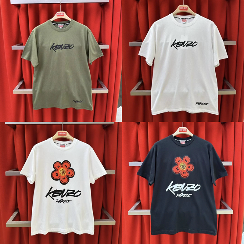 25年春夏季新品/海棠花短袖男士字母花朵印花圆领宽松T恤时尚休闲