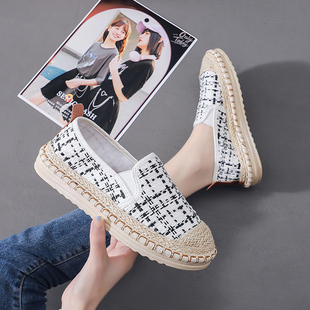 一脚蹬懒人渔夫鞋女夏季2025新款平底鞋子韩版百搭休闲透气布鞋女