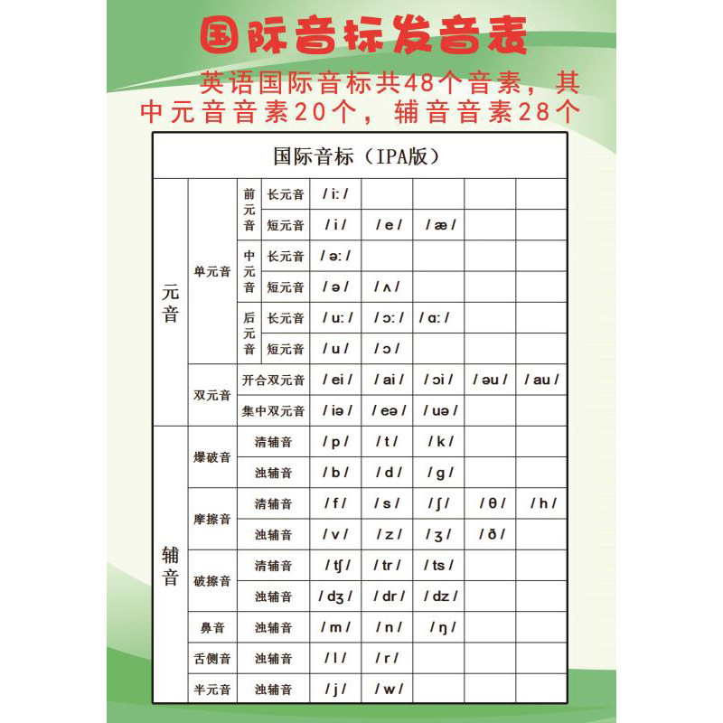 英语国际音标点读海报麦芽小达人点读笔启蒙早教教室装饰老师教具