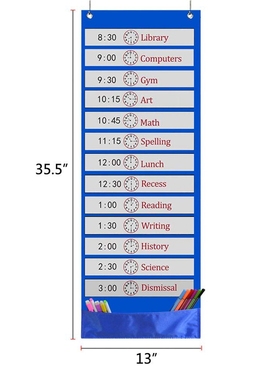 pocket chart班级教室日常时间管理进度表儿童日程表挂袋