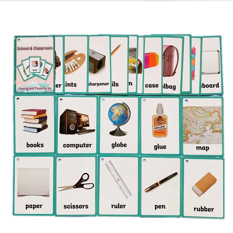小达人点读校园及教室文具英语分类闪卡 随时随地学英语 一套21张