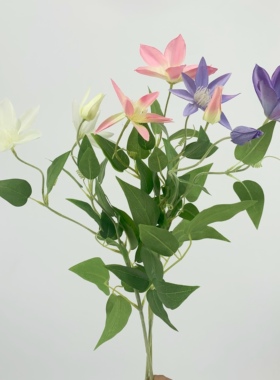 仿真小清新紫色铁线莲点缀假花