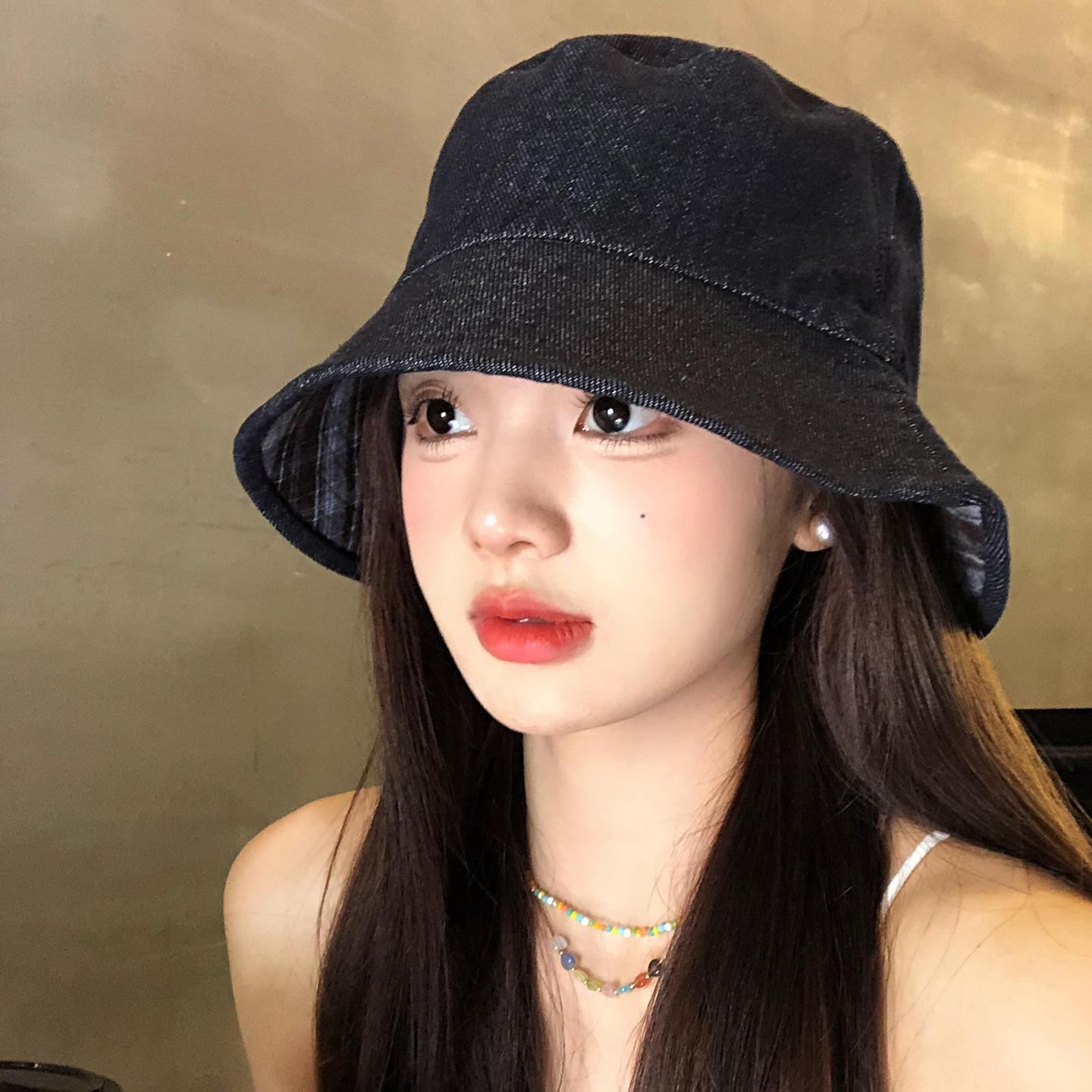 日系复古水洗双面戴渔夫帽女夏