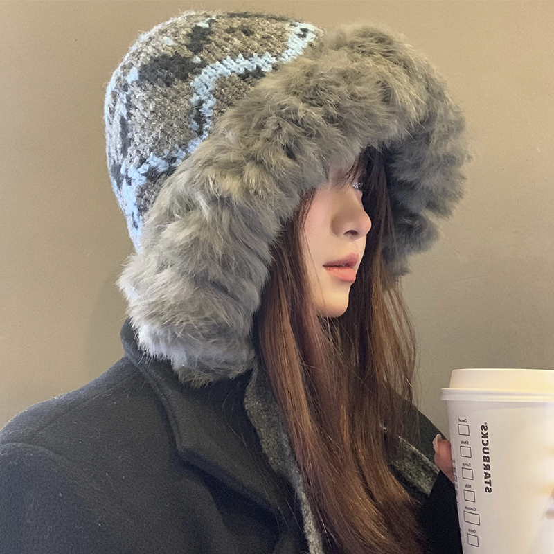 川西旅游兔毛针织毛绒帽女2025