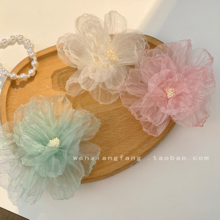 奶白色山茶花发夹女超仙侧边刘海碎发夹韩系花朵发卡温柔头饰发饰