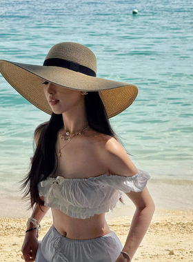 草帽女夏2026新款海边帽子大帽檐