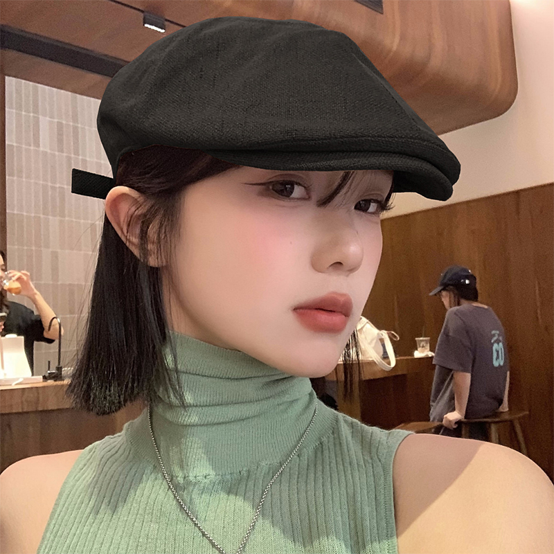 黑色反戴大头围前进帽女春秋复古