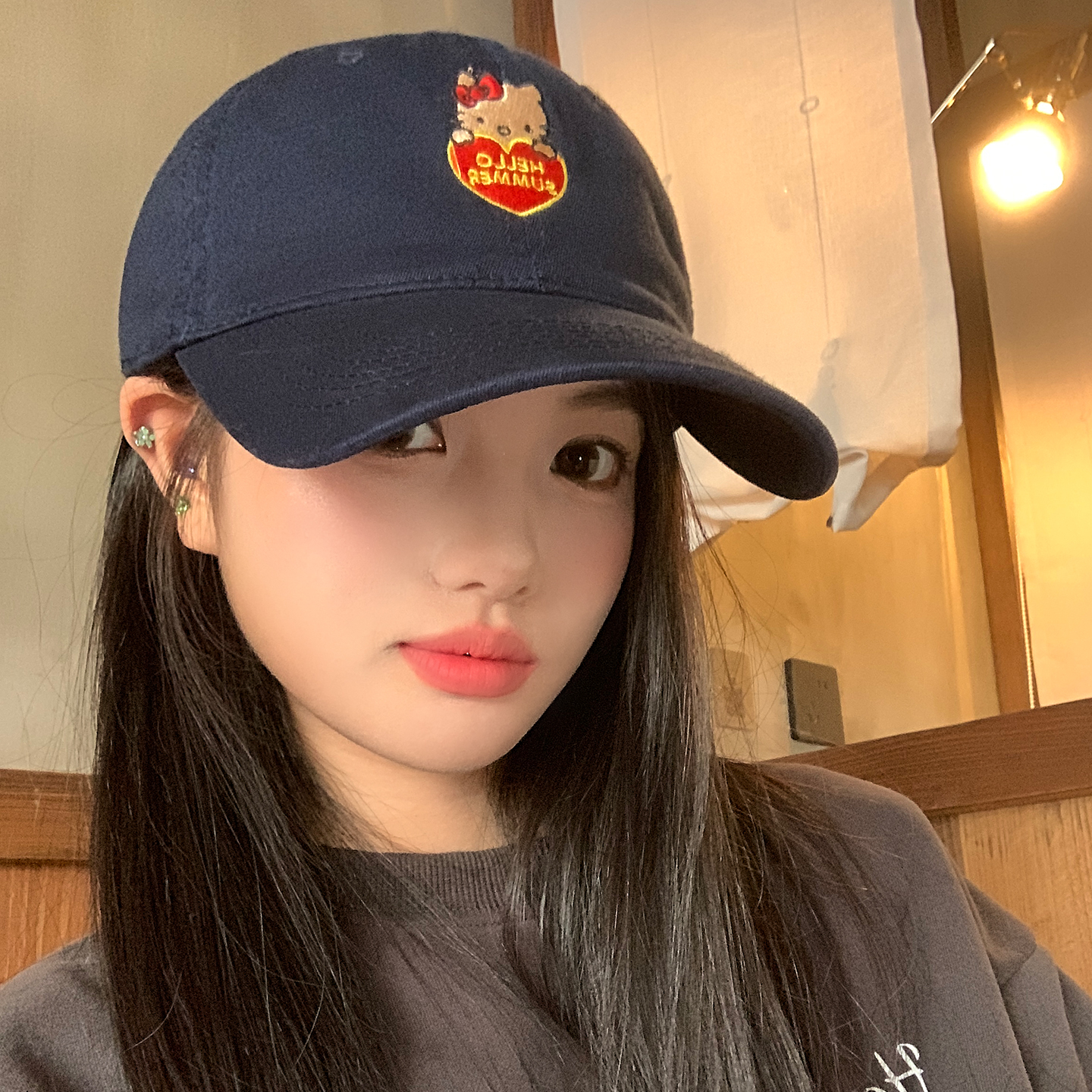 fever同款爱心kitty藏青色棒球帽