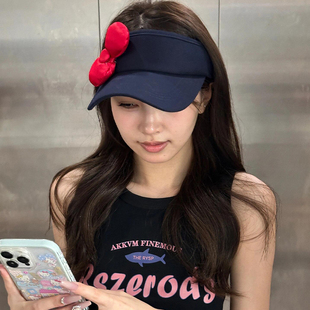 可爱kitty蝴蝶结空顶遮阳帽女夏出游音乐节显脸小防晒帽太阳帽子
