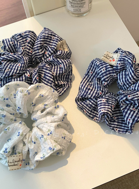 紫色碎花大肠发圈女百搭简约可爱甜美气质扎头发绳丸子头皮筋发饰