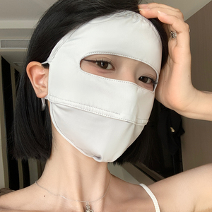 防晒面罩女夏季防紫外线全脸口罩户外开车遮阳冰丝薄款透气脸基尼