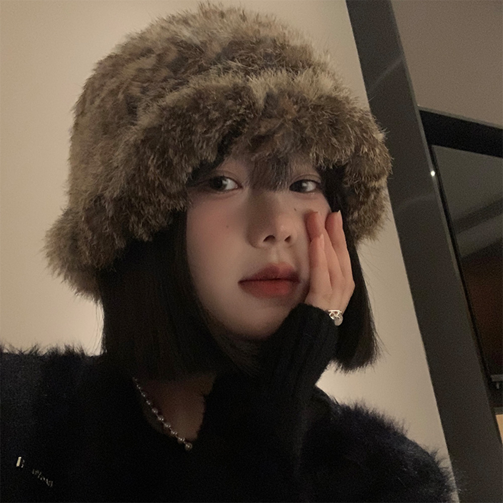 兔毛帽子女冬季显脸小防寒护耳