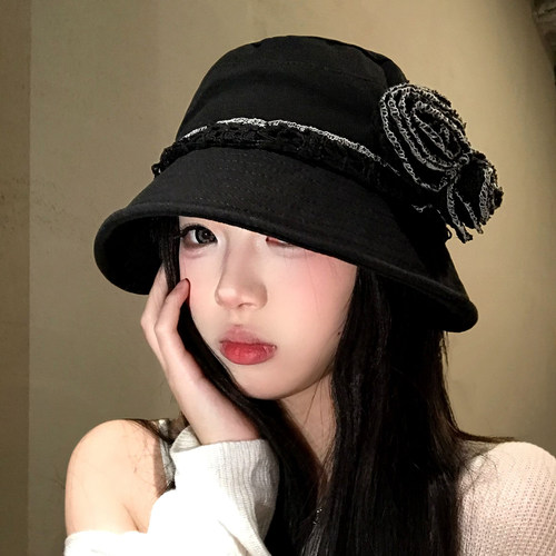 韩版立体花朵优雅渔夫帽女高级感