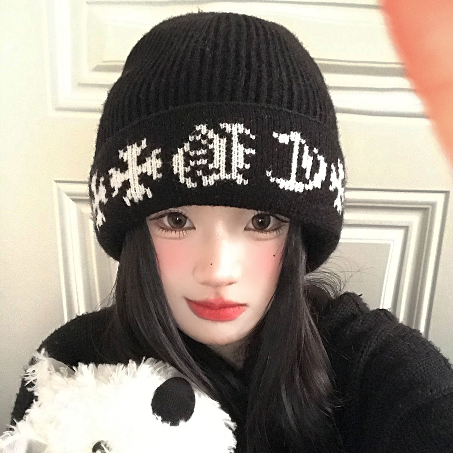 韩系简约黑色字母毛线帽女冬季加厚保暖冷帽大头围显脸小针织帽子,服饰配件/皮带/帽子/围巾,帽子,淘宝优惠券,粉丝福利购,淘宝优惠卷