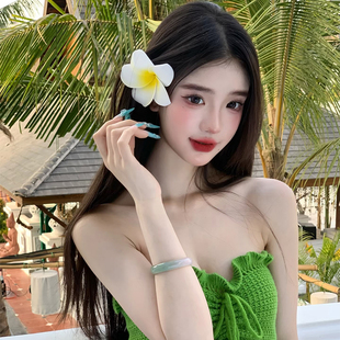 森系甜美可爱发卡侧边刘海夹子发饰 海边度假风鸡蛋花发夹女春夏季