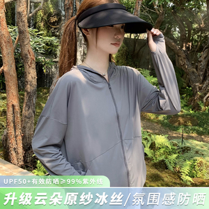 冰丝原纱防晒衣女款夏季2024新款防紫外线薄款宽松透气防晒服外套
