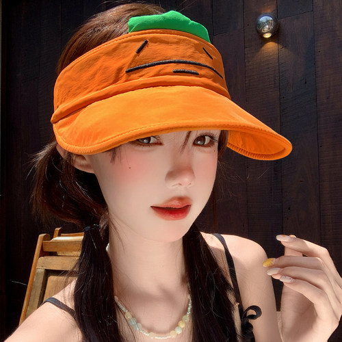 双面戴可爱搞怪胡萝卜空顶帽女夏