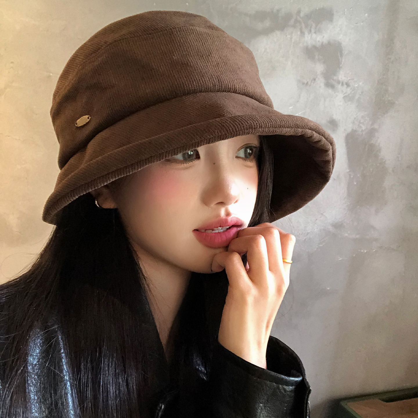 美拉德咖色渔夫帽女秋冬高级感