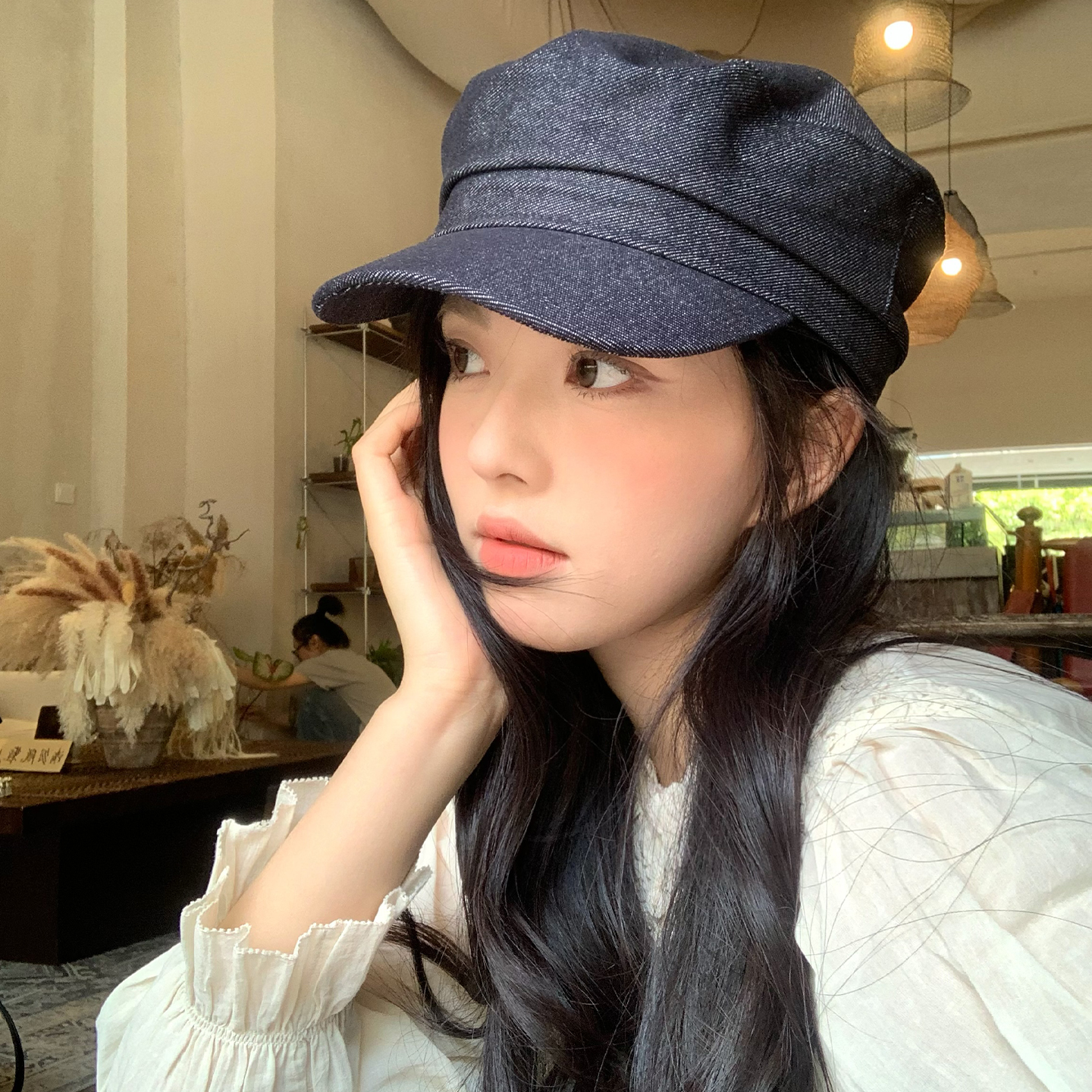 日系复古牛仔贝雷帽女2025新款