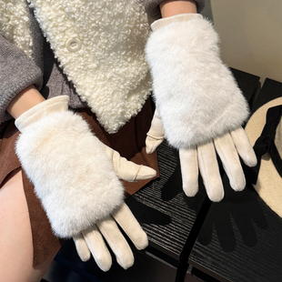 多戴法千金风德绒手套女士冬季 毛绒加厚骑车保暖防寒可触屏高级感