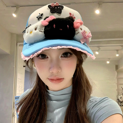 可爱kitty猫蓝色棒球帽女2025年