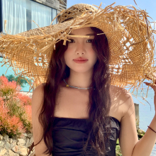 法式度假风拉菲草帽女2025新款大帽檐遮阳太阳帽子海边沙滩防晒帽
