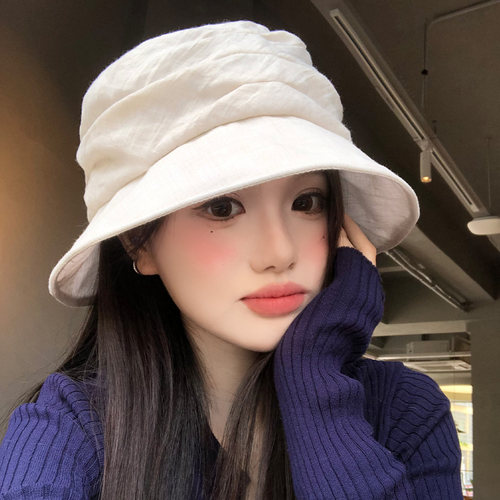 日系蝴蝶结褶皱渔夫帽女春夏薄款