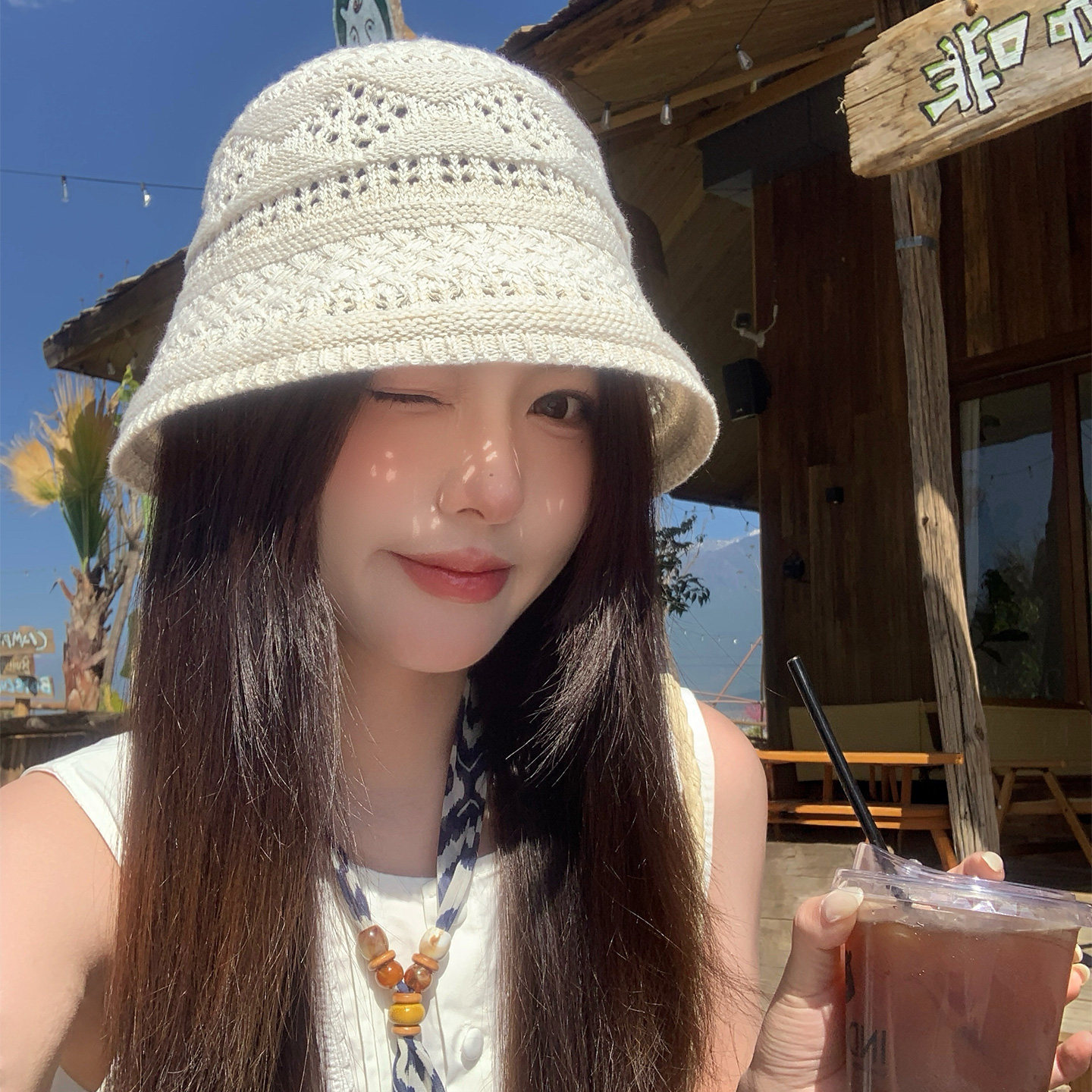 镂空可折叠渔夫帽女夏薄款透气图片