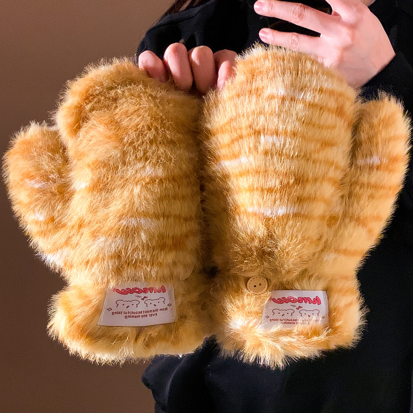 软糯虎纹全包针织毛绒手套女生冬加厚保暖防寒防风电动车骑行御寒,服饰配件/皮带/帽子/围巾,手套,淘宝优惠券,粉丝福利购,淘宝优惠卷