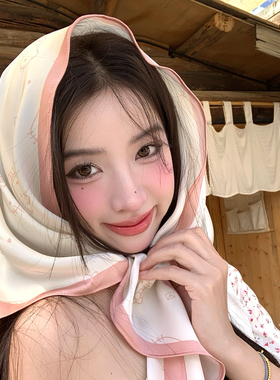 正版HellKitty方巾头巾女夏薄款丝巾系脖抹胸披肩发带腰带三角巾