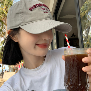 顯臉小棒球帽女寬帽檐加大加寬鴨舌帽日系簡約大頭圍百搭帽子 韓版