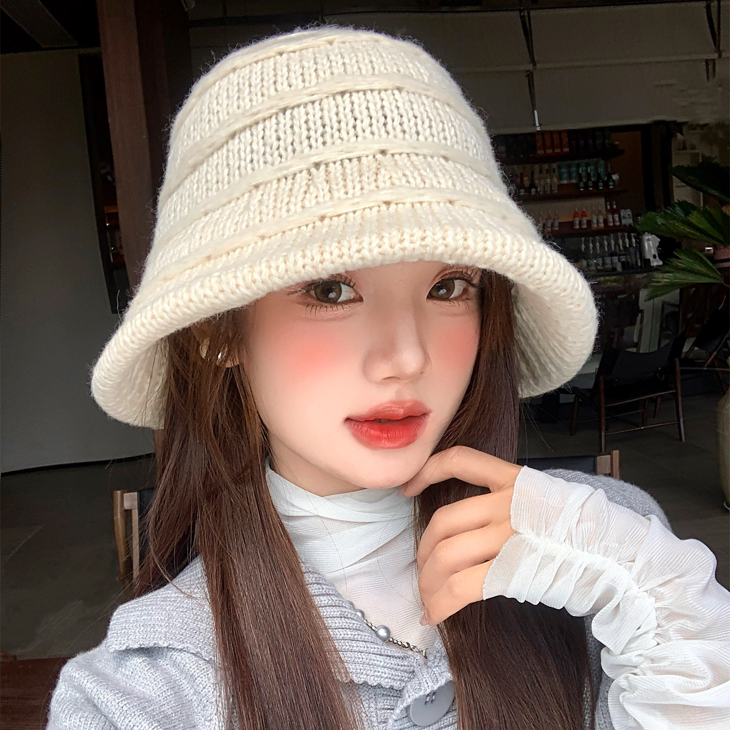 简约纯色针织渔夫帽女款2026新款图片
